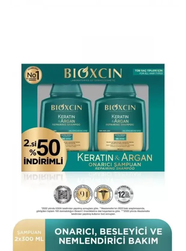 Bioxcin Keratin&Argan Şampuan 300ml - 2.si %50 İndirimli