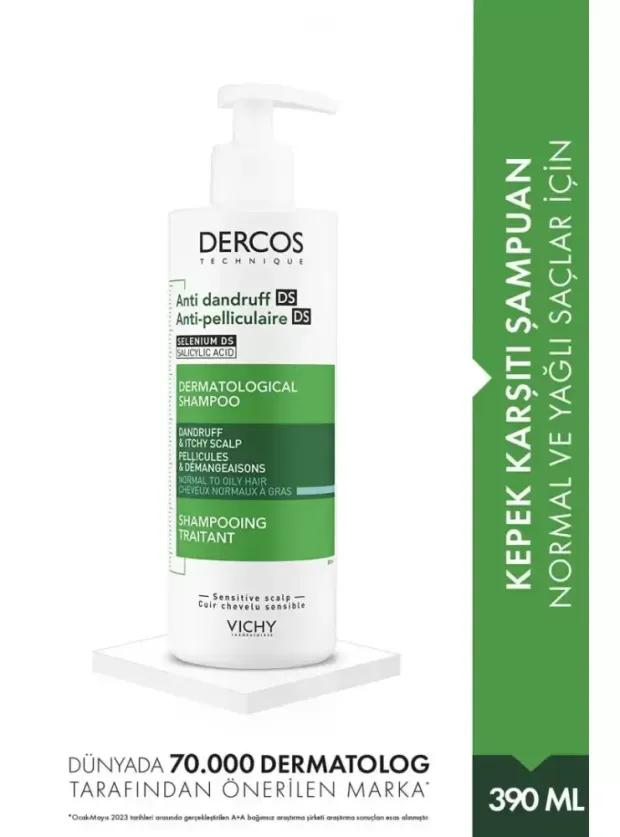 Vichy Dercos Kepek Karşıtı Şampuan -Normal-Yağlı saçlar- 390ml