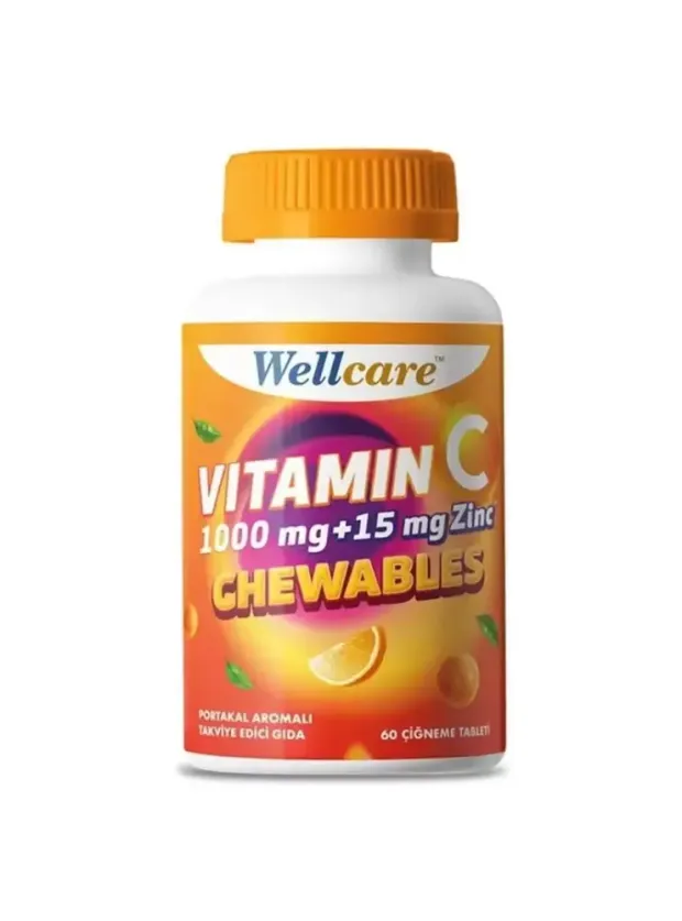 Wellcare Vitamin C 1000 mg + 15 mg Zinc Chewable 60 Tablet