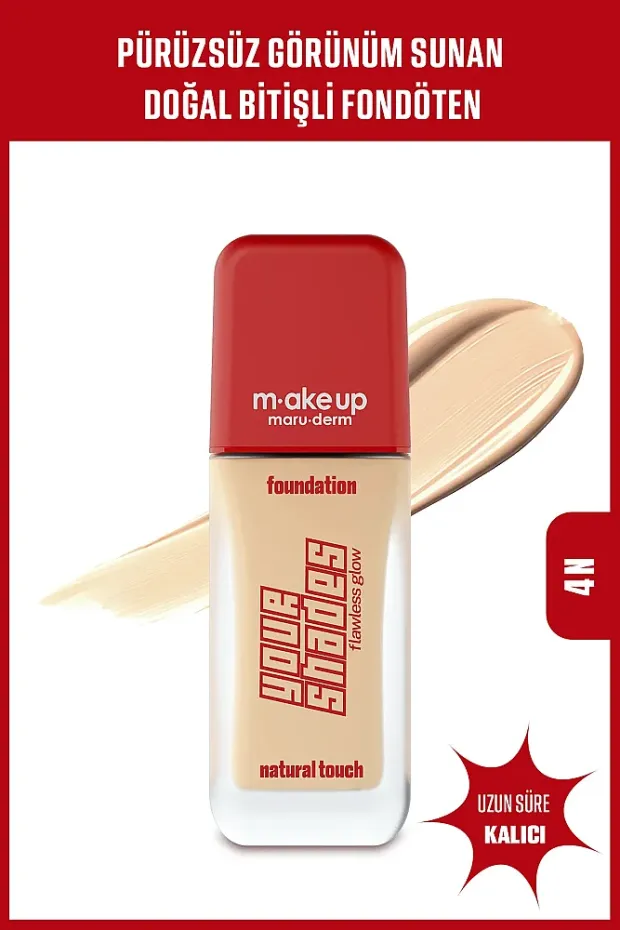 Maruderm Pürüzsüz Görünüm Sağlayan Yarı Mat Bitişli Uzun Süre Kalıcı Fondöten 4N 30 ml