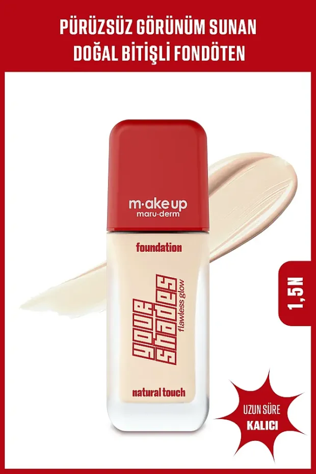 Maruderm Pürüzsüz Görünüm Sağlayan Yarı Mat Bitişli Uzun Süre Kalıcı Fondöten 1,5N 30 ml