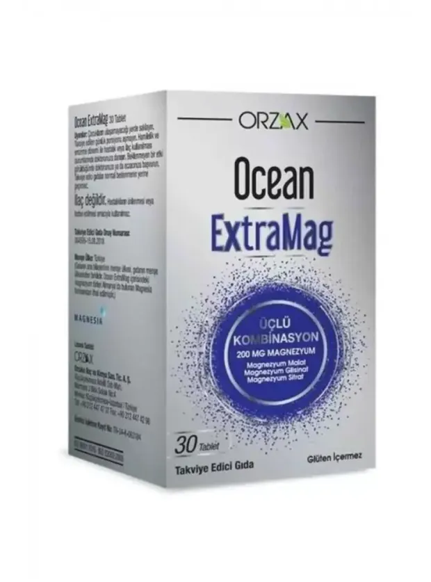 Ocean ExtraMag Üçlü Kombinasyon Takviye Edici Gıda 30 Tablet
