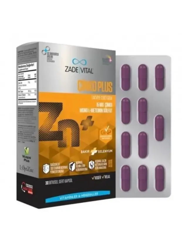 Zade Vital Çinko Plus Takviye Edici Gıda 30 Kapsül