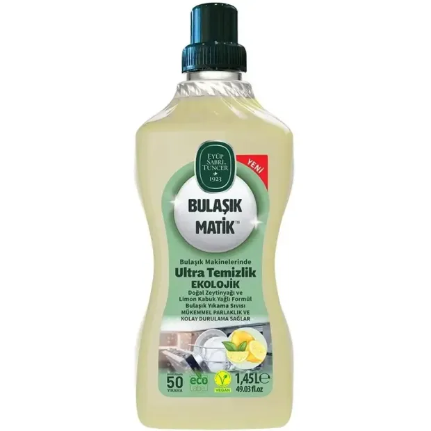 Eyüp Sabri Tuncer Bulaşık Matik Doğal Zeytinyağı ve Limon Kabuk Yağlı Formül Bulaşık Yıkama Sıvısı 1,45L