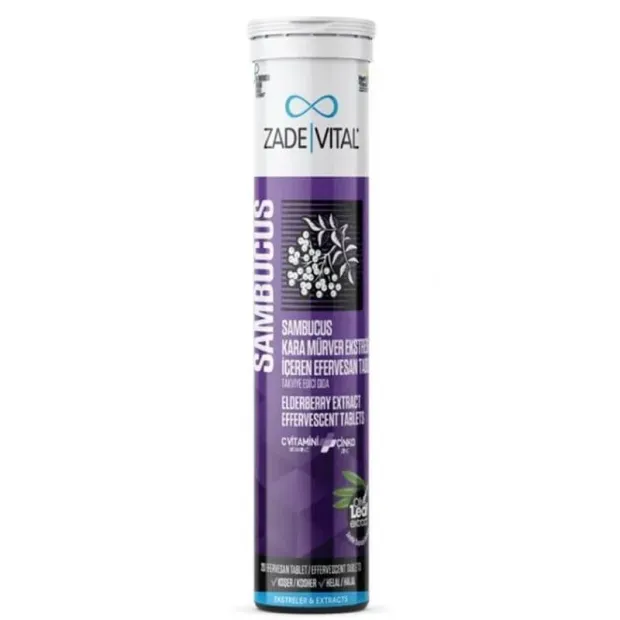 Zade Vital Sambucus Nigra Vitamin C Zeytin Yaprağı Ekstresi çinko İçeren 20 Efervesan Tablet