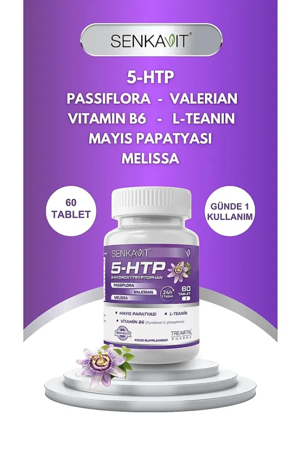 Senkavit 5 HTP| Valeriana| Melisa| L-Teanin ve Vitamin B6 içeren 60 Lı Tablet