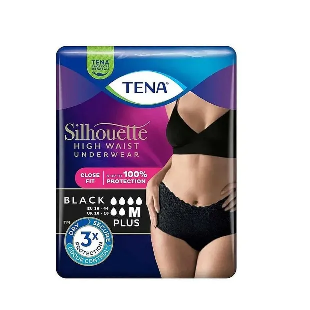 TENA Kadın Yüksek Bel Siyah Emici Külot M (Medium) – 9’lu Paket