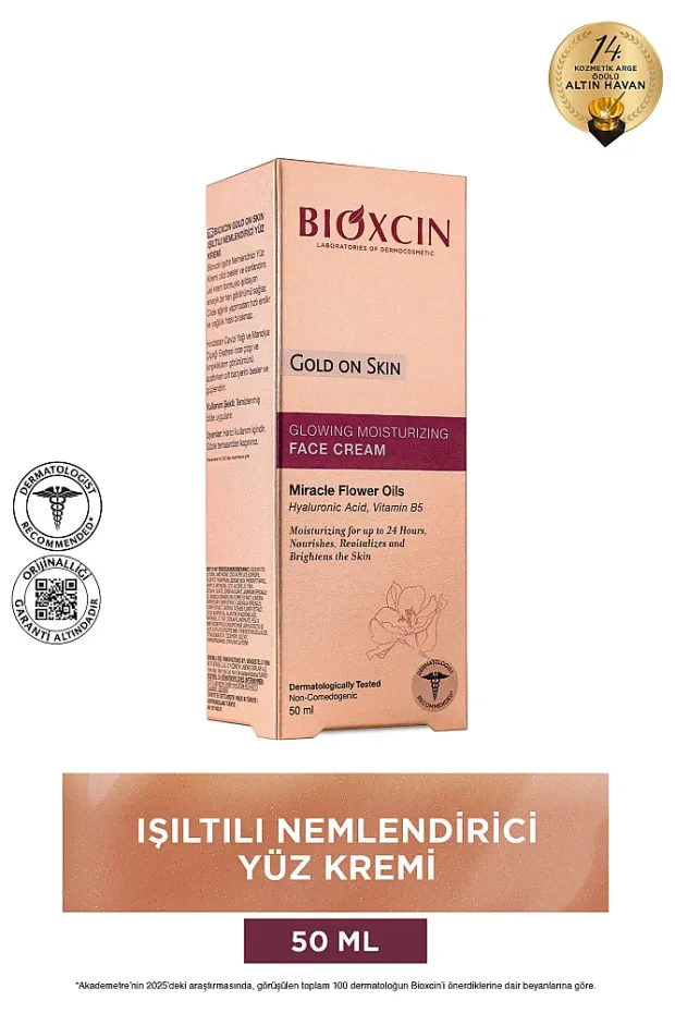 Bioxcin Gold On Skin Işıltılı Yüz Kremi 50 Ml Hyalüronik Asit| B5| Mucizevi Yağlar Glow