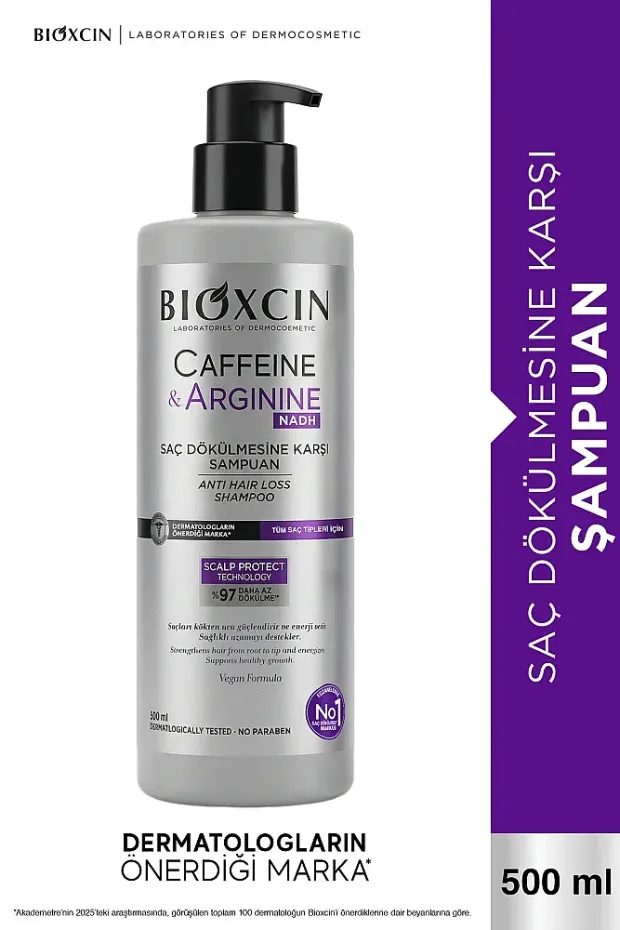 Bioxcin Caffeine & Arginine Şampuan 500 ml – Saç Dökülmesine Karşı Şampuan