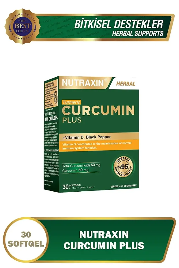 Nutraxin Curcumin Plus Vitamin D 50 mg 30 Kapsül