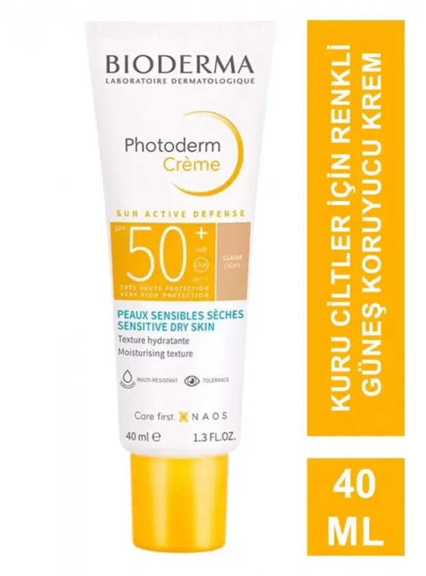 OUTLET - Bioderma Photoderm Creme Renkli Kuru Ciltler için Yüksek Korumalı SPF50+ Yüz Güneş Kremi 40 ml
