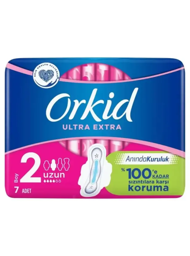 Orkid Ultra Extra Uzun -Boy 2- Kanatlı Hijyenik Ped 7 Ped