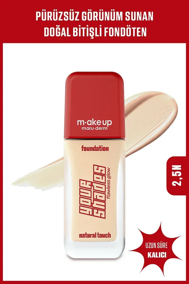 Maruderm Pürüzsüz Görünüm Sağlayan Yarı Mat Bitişli Uzun Süre Kalıcı Fondöten 2,5N 30 ml
