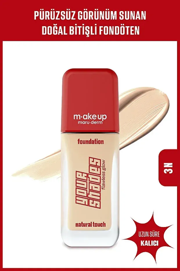 Maruderm Pürüzsüz Görünüm Sağlayan Yarı Mat Bitişli Uzun Süre Kalıcı Fondöten 3N 30 ml