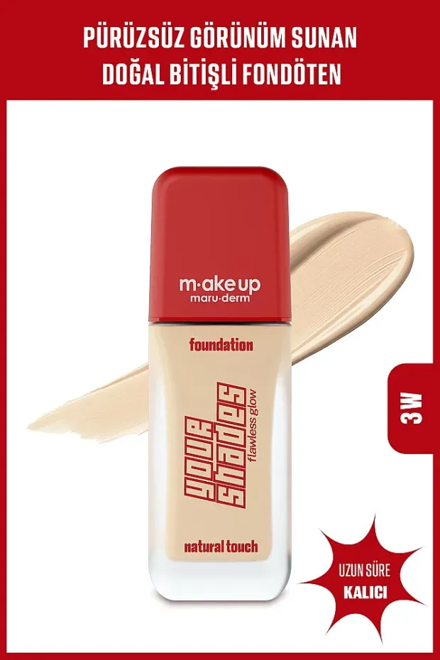 Maruderm Pürüzsüz Görünüm Sağlayan Yarı Mat Bitişli Uzun Süre Kalıcı Fondöten 3W 30 ml