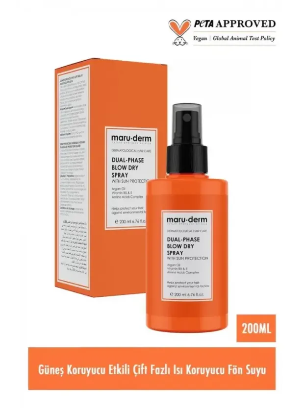 Maruderm Güneş Koruyucu Etkili Çift Fazlı Isı Koruyucu Fön Suyu 200 ml