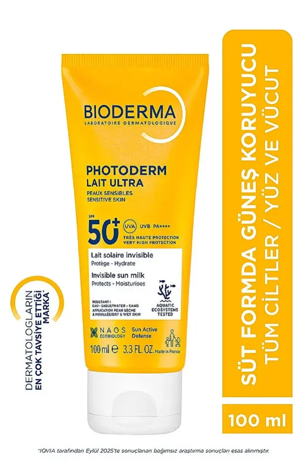 Bioderma Photoderm Lait Ultra Tüm Ciltler SPF50+ Yüksek Koruma Süt Form Yüz Vücut Güneş Kremi 100 ml
