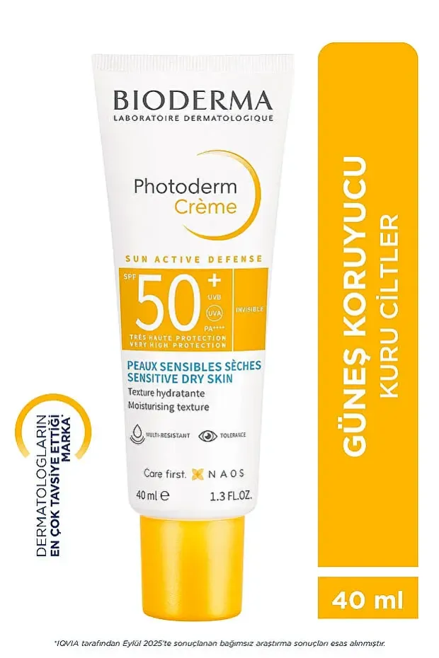 Bioderma Photoderm Creme Renksiz Kuru Ciltler için Yüksek Korumalı SPF50+ Yüz Güneş Kremi 40 ml