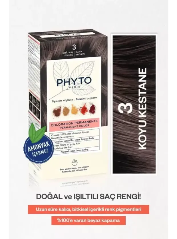 Phyto Color Bitkisel Saç Boyası - 3 Koyu Kestane