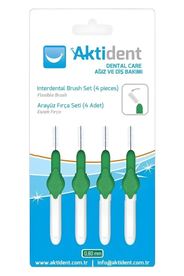 Aktident Orid Arayüz Fırçası 0,80 mm 4lü - Yeşil