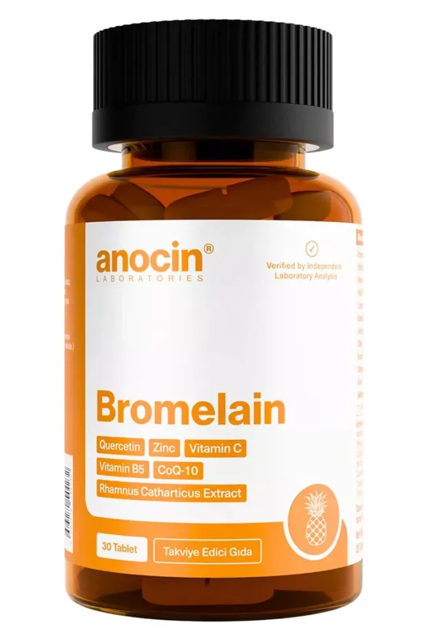 Anocin Bromelain Ananas + Quercetin + Zinc + Coq-10 + Vitamin C Süper Bromelain Formül 30 Tablet