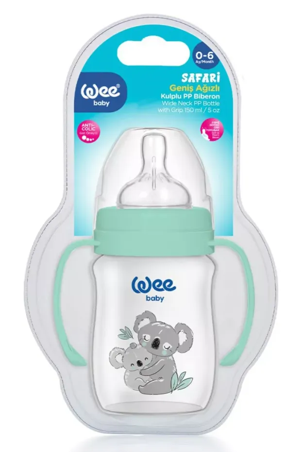 Wee Baby Safari Geniş Ağızlı Kulplu PP Biberon 0-6 Ay 150 ml
