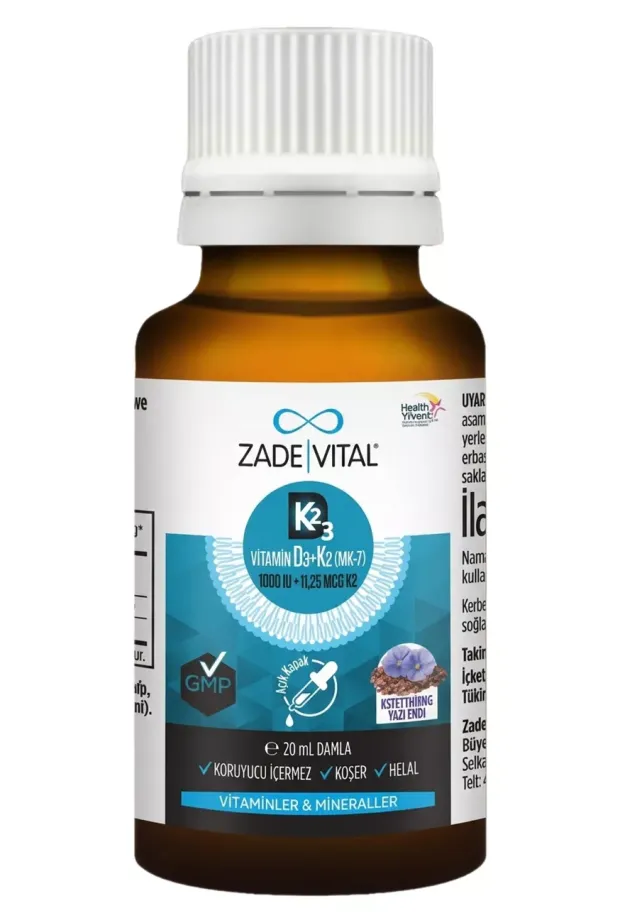 Zade Vital Vitamin D3K2 1000 IU Damla 20 ml