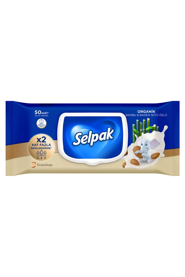 Selpak Organik Bambu ve Badem Sütlü Islak Mendil 50 Adet