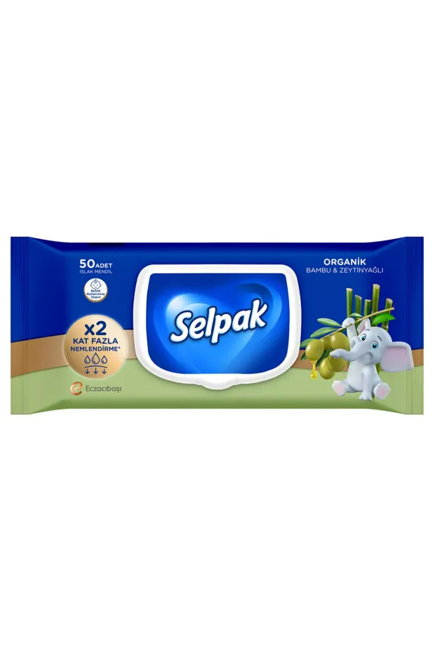 Selpak Organik Bambu ve Zeytinyağlı Islak Mendil 50li