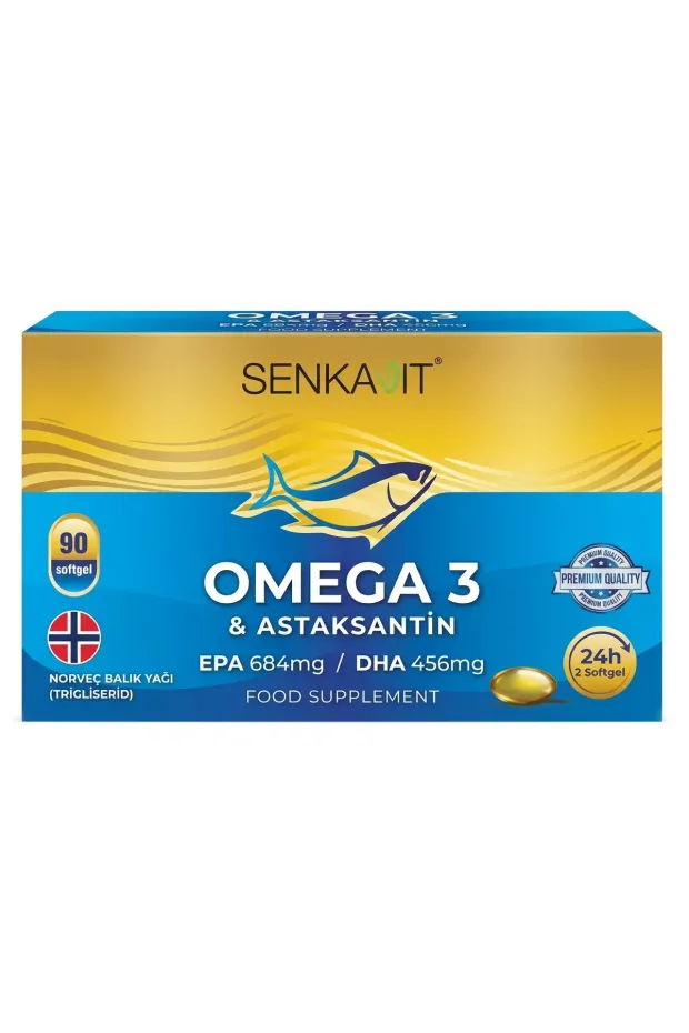 Senkavit Omega 3 ve Astaksantin İçeren Yumuşak Kapsül 90 lı