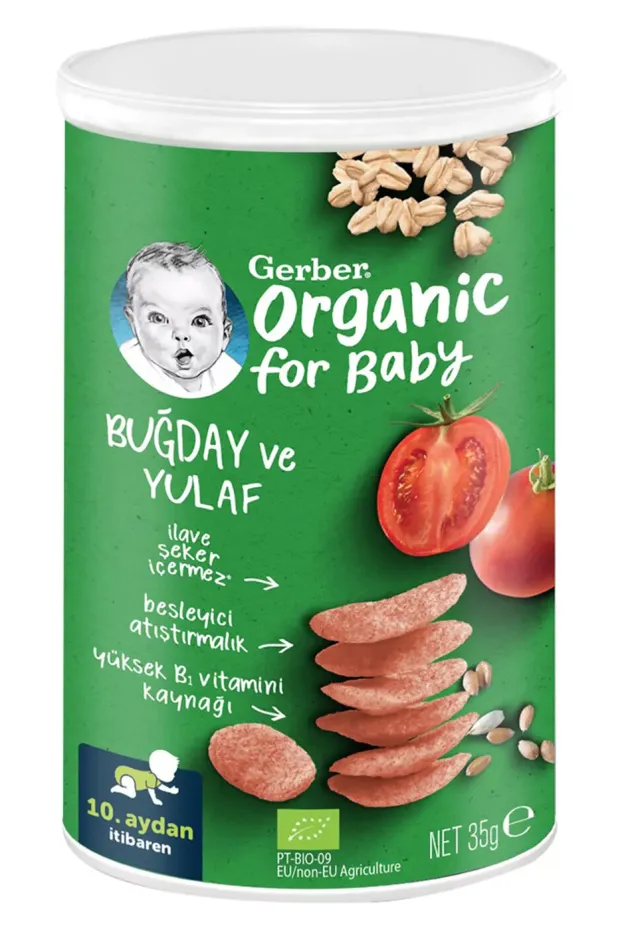 Gerber Organik Buğday ve Yulaflı Domates, Havuç, Soğanlı Püre 35 gr