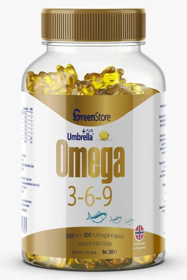Green Store Umbrella Plus Omega 3-6-9 Norveç Balık Yağı 1300 mg 200 Kapsül