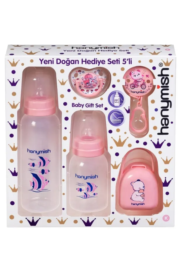 Hanymish 654 Yenidoğan Pp Hediye Seti 5li - Pembe