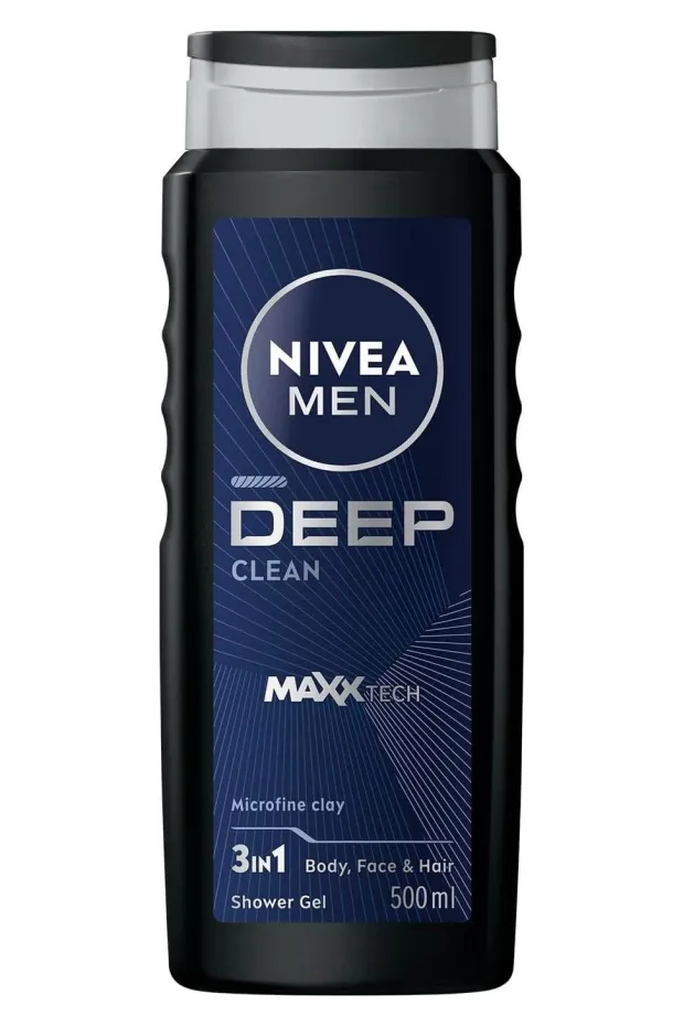 Nivea Men Deep Dimension 3 ü 1 Arada Vücut Saç ve Yüz İçin Pratik Kullanım Erkek Duş Jeli 500 ml