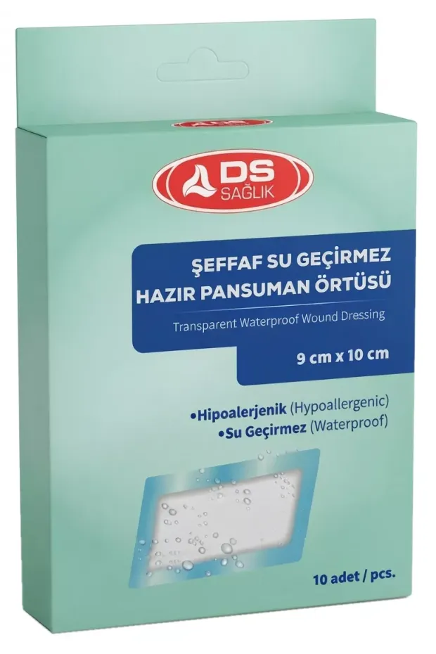DS PLUS ŞEFFAF SU GEÇİRMEZ PU YARA ÖRTÜSÜ 9CM X 10 CM 10 ADETLİ 1 PAKET