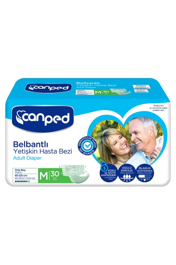 Canped Belbantlı Yetişkin Hasta Bezi 30 Adet (Orta Boy)