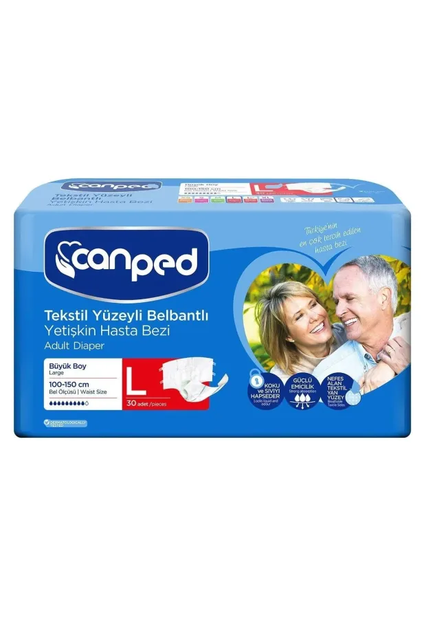 Canped Tekstil Yüzey Belbantlı Hasta Bezi Large 30lu