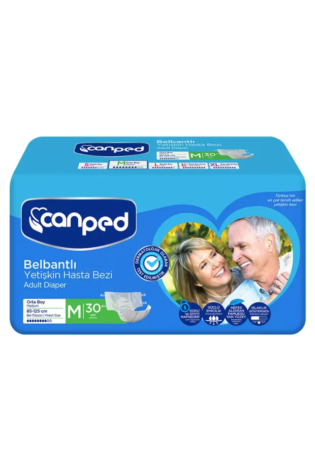 Canped Tekstil Yüzey Belbantlı Hasta Bezi Medium 30lu