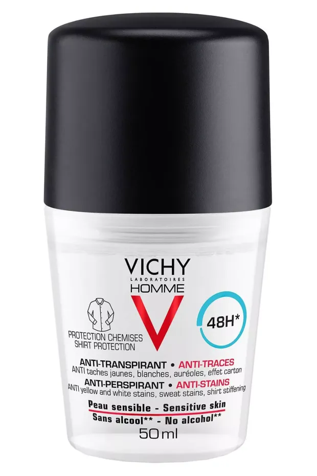 Vichy Homme 48H Antiperspirant Deodorant Anti-Mark Roll-On 50ml