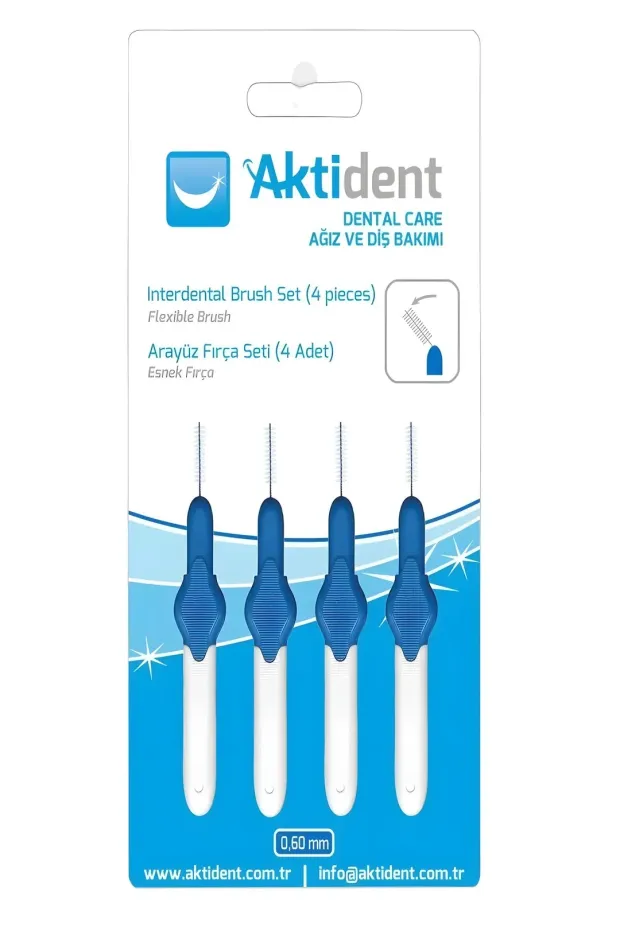 Aktident Arayüz Fırçası 0,60 mm Mavi 4lü