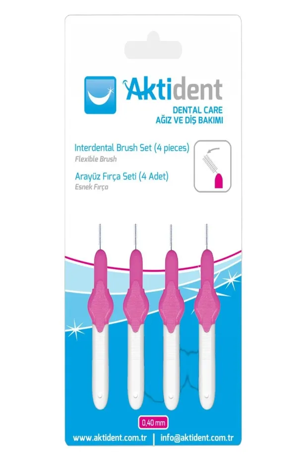 Aktident Orid Arayüz Fırçası 0,40 mm 4lü - Pembe