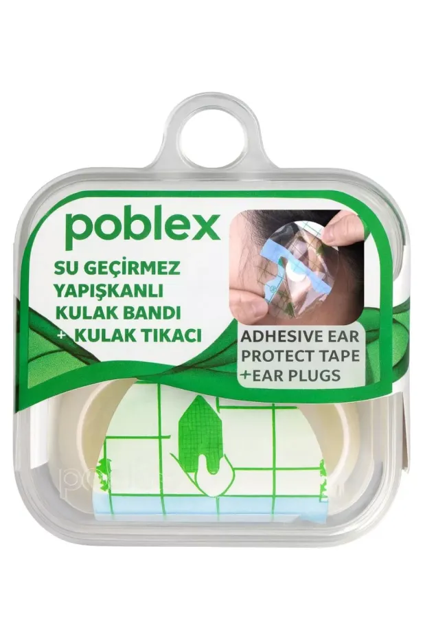 Poblex Su Geçirmez Yapışkan Kulak Bandı + Kulak Tıkacı