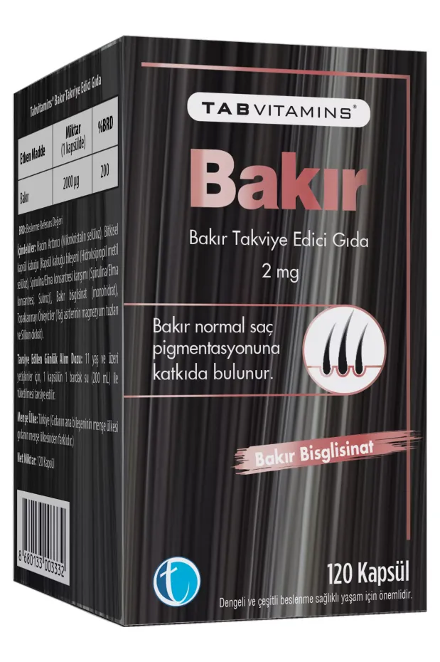Tab Vitamins Bakır İçeren Takviye Edici Gıda 120 Kapsül