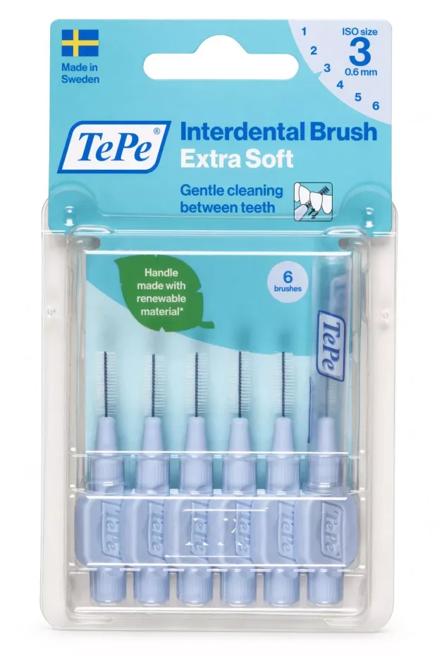 Tepe Extra Soft Arayüz Fırçası Mavi 0,6 mm 6lı