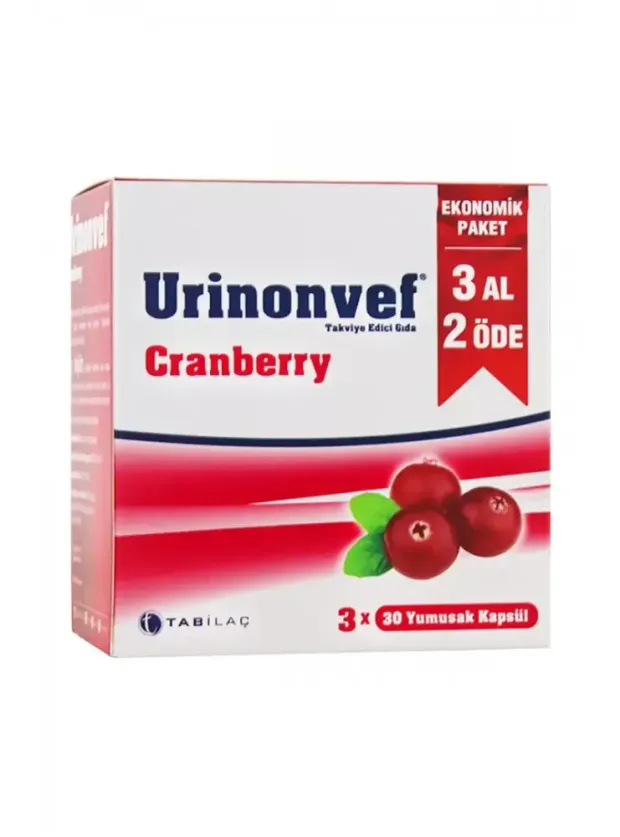 Tab İlaç Urinonvef Cranberry 3x30 Kapsül ; 3AL2ÖDE