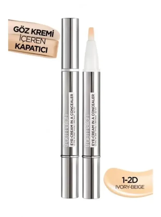 Loreal Paris True Match Göz Kremi İçeren Kapatıcı -2'si 1 Arada- 1-2D