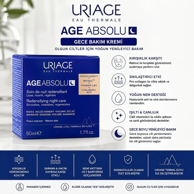 Uriage Age Absolu Night Mask Cilt Bakım Maskesi 50 ml