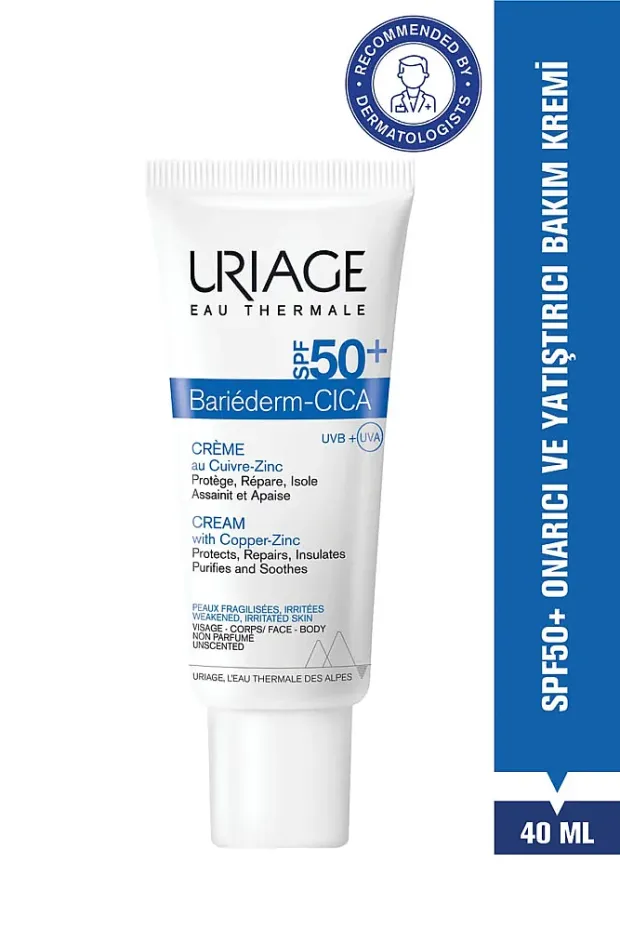 Uriage Bariederm SPF50+ Cilt Bariyeri Onarıcı ve Yüksek Güneş Korumalı Cica Krem 40 ml