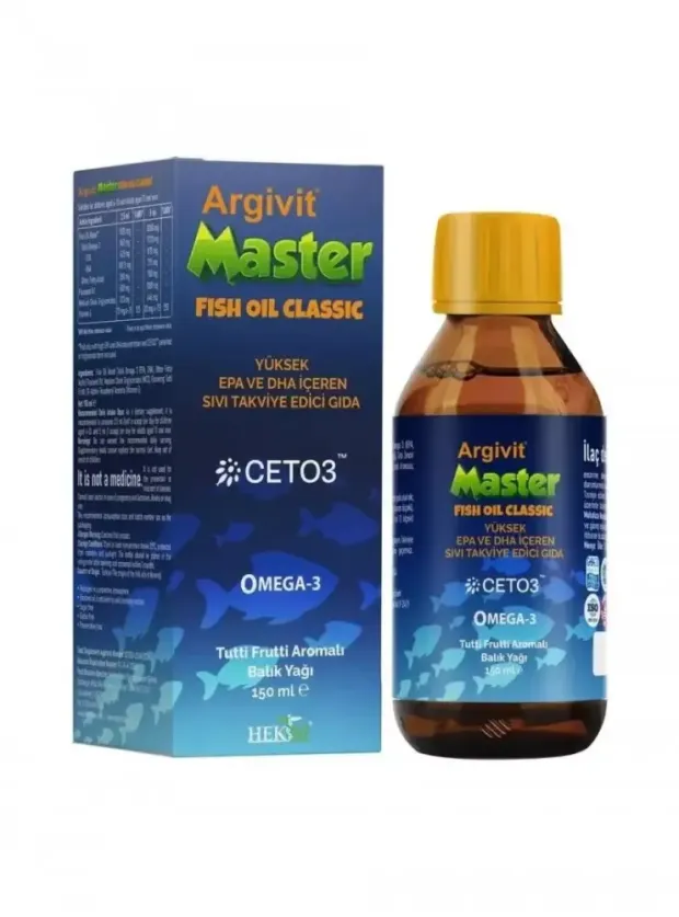 Argivit Master Fish Oil Yüksek Omega-3 İçeren Balık Yağı 150 ml - Tutti Frutti Aromalı