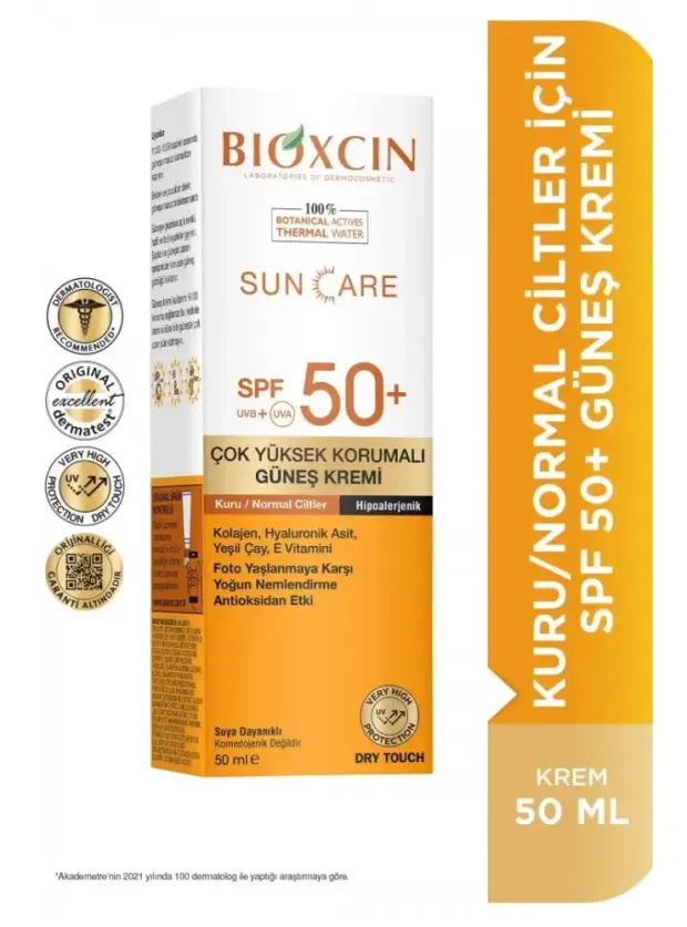 Bioxcin Sun Care Kuru/Normal Ciltler İçin Güneş Kremi Spf 50+ 50 ml